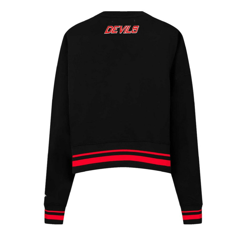 New Jersey Devils Pro Standard Women's Area Code Cropped Pullover Sweatshirt - Black - NHL