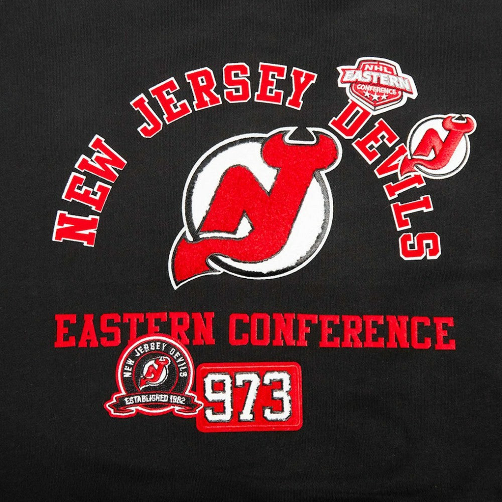 New Jersey Devils Pro Standard Women's Area Code Cropped Pullover Sweatshirt - Black - NHL