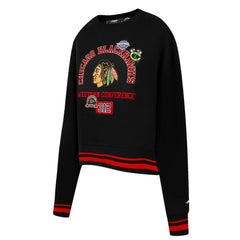 Chicago Blackhawks Pro Standard Women's Area Code Cropped Pullover Sweatshirt - Black - NHL