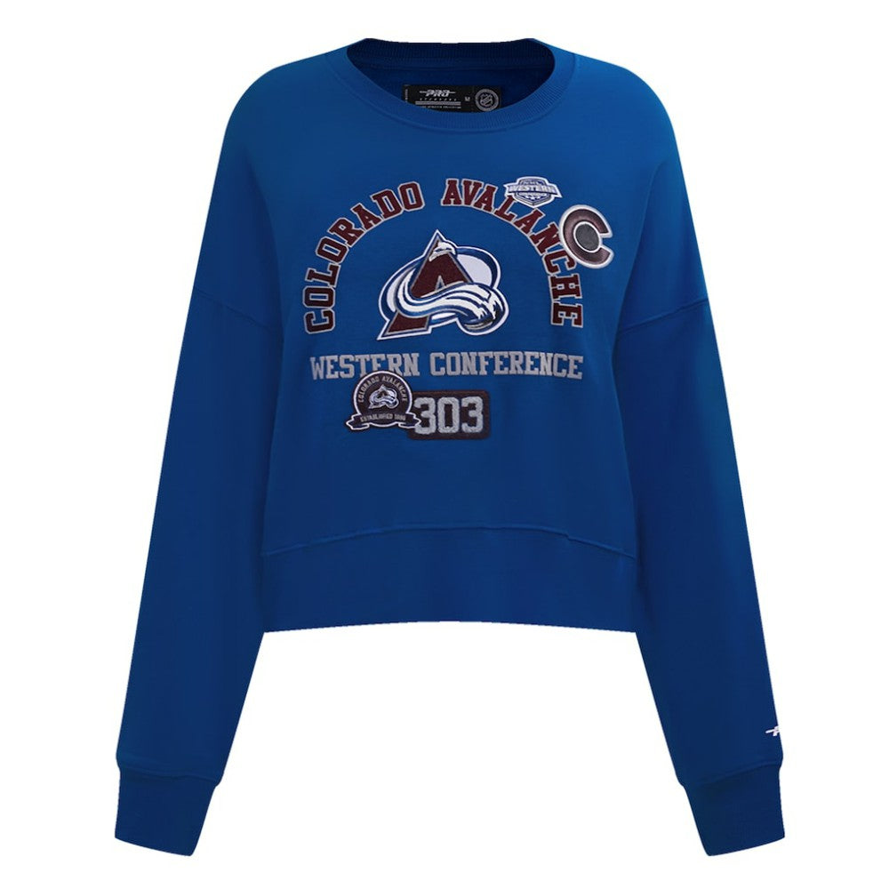 Colorado Avalanche Pro Standard Women's Area Code Cropped Pullover Sweatshirt - Blue - NHL