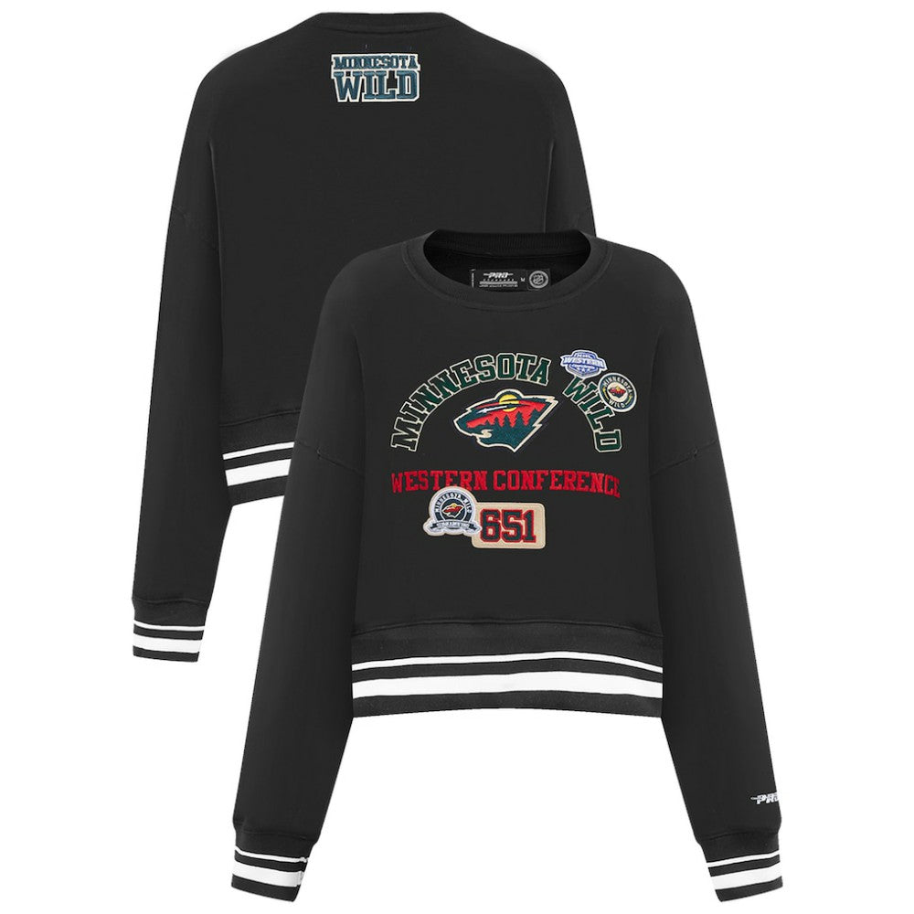 Minnesota Wild Pro Standard Women's Area Code Cropped Pullover Sweatshirt - Black - NHL