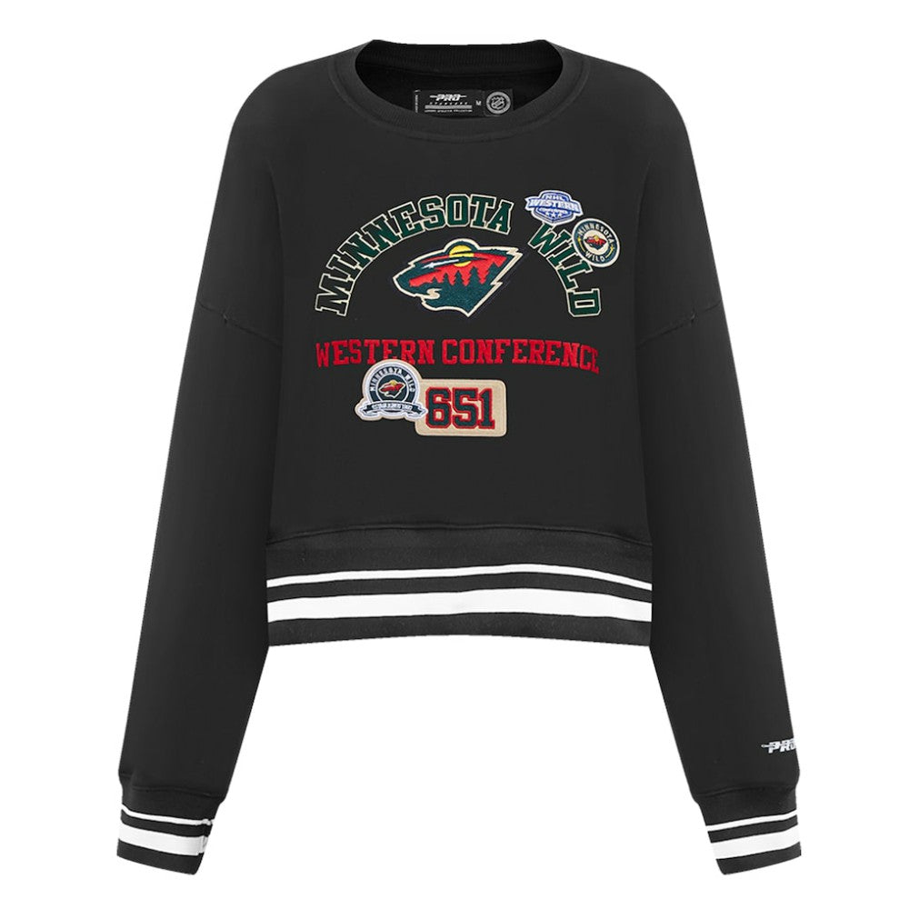 Minnesota Wild Pro Standard Women's Area Code Cropped Pullover Sweatshirt - Black - NHL