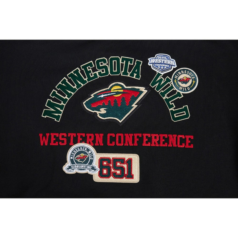 Minnesota Wild Pro Standard Women's Area Code Cropped Pullover Sweatshirt - Black - NHL