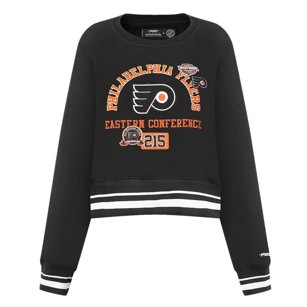 Philadelphia Flyers Pro Standard Women's Area Code Cropped Pullover Sweatshirt - Black - NHL