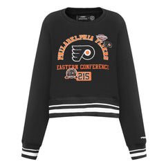Philadelphia Flyers Pro Standard Women's Area Code Cropped Pullover Sweatshirt - Black - NHL
