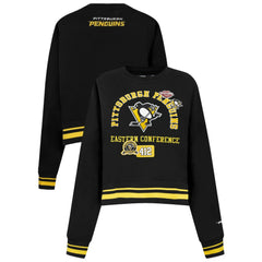Pittsburgh Penguins Pro Standard Women's Area Code Cropped Pullover Sweatshirt - Black - NHL