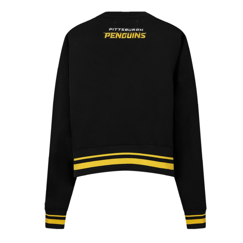 Pittsburgh Penguins Pro Standard Women's Area Code Cropped Pullover Sweatshirt - Black - NHL
