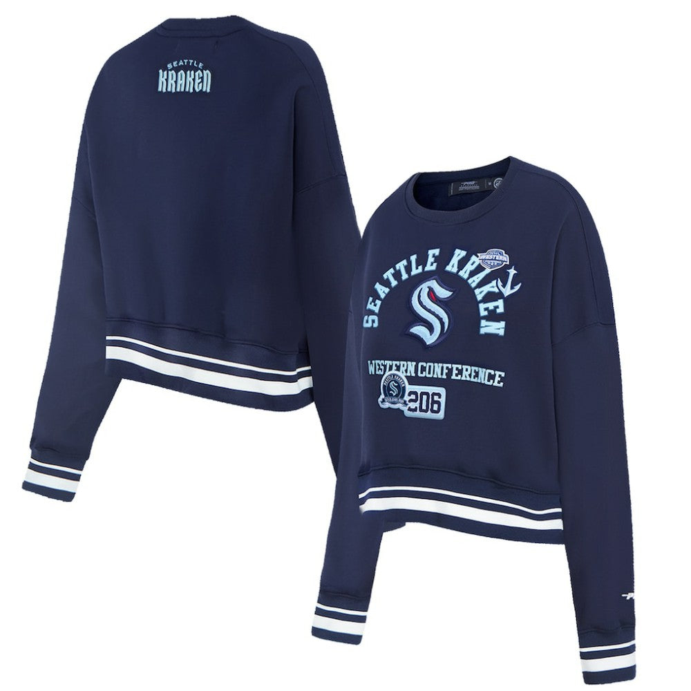 Seattle Kraken Pro Standard Women's Area Code Cropped Pullover Sweatshirt - Deep Sea Blue - NHL