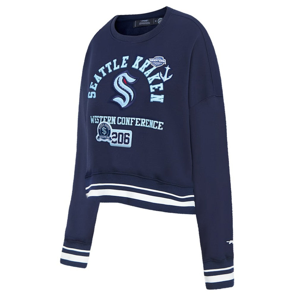 Seattle Kraken Pro Standard Women's Area Code Cropped Pullover Sweatshirt - Deep Sea Blue - NHL