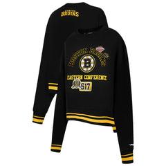 Boston Bruins Pro Standard Women's Area Code Cropped Pullover Sweatshirt - Black - NHL