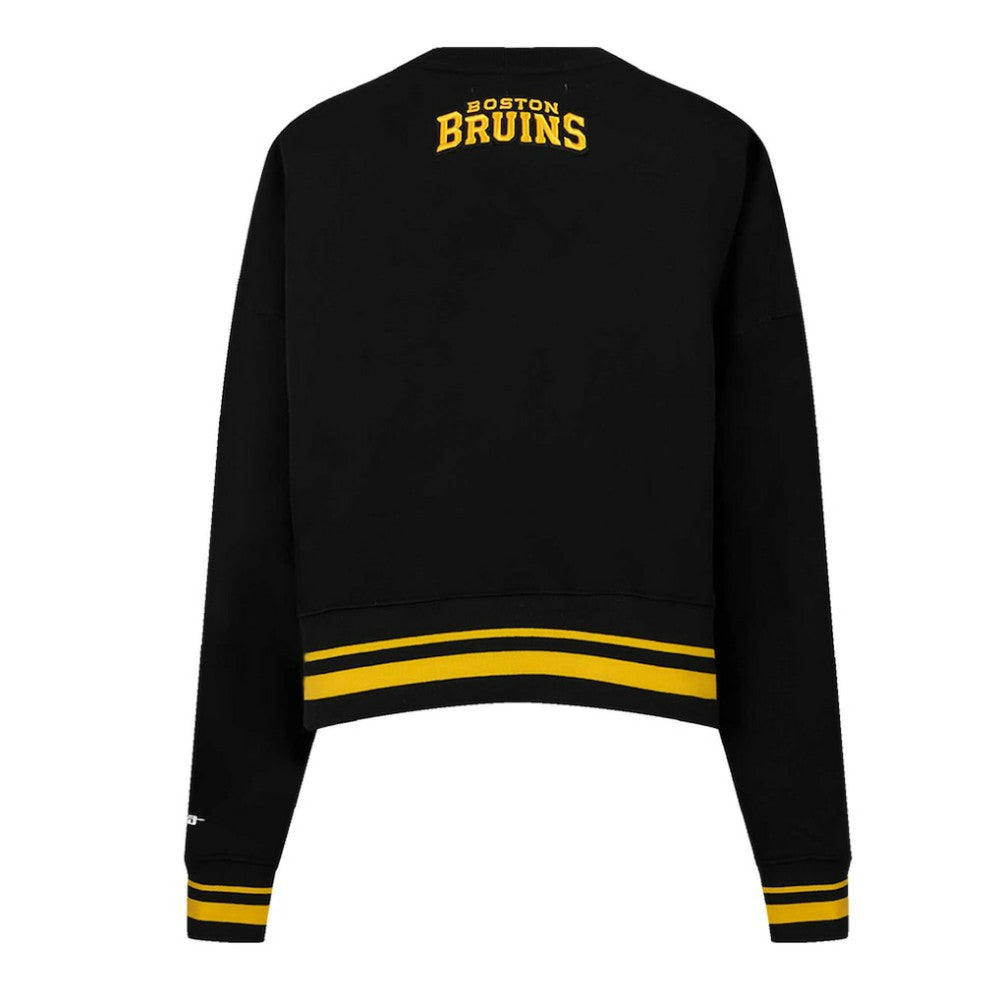 Boston Bruins Pro Standard Women's Area Code Cropped Pullover Sweatshirt - Black - NHL