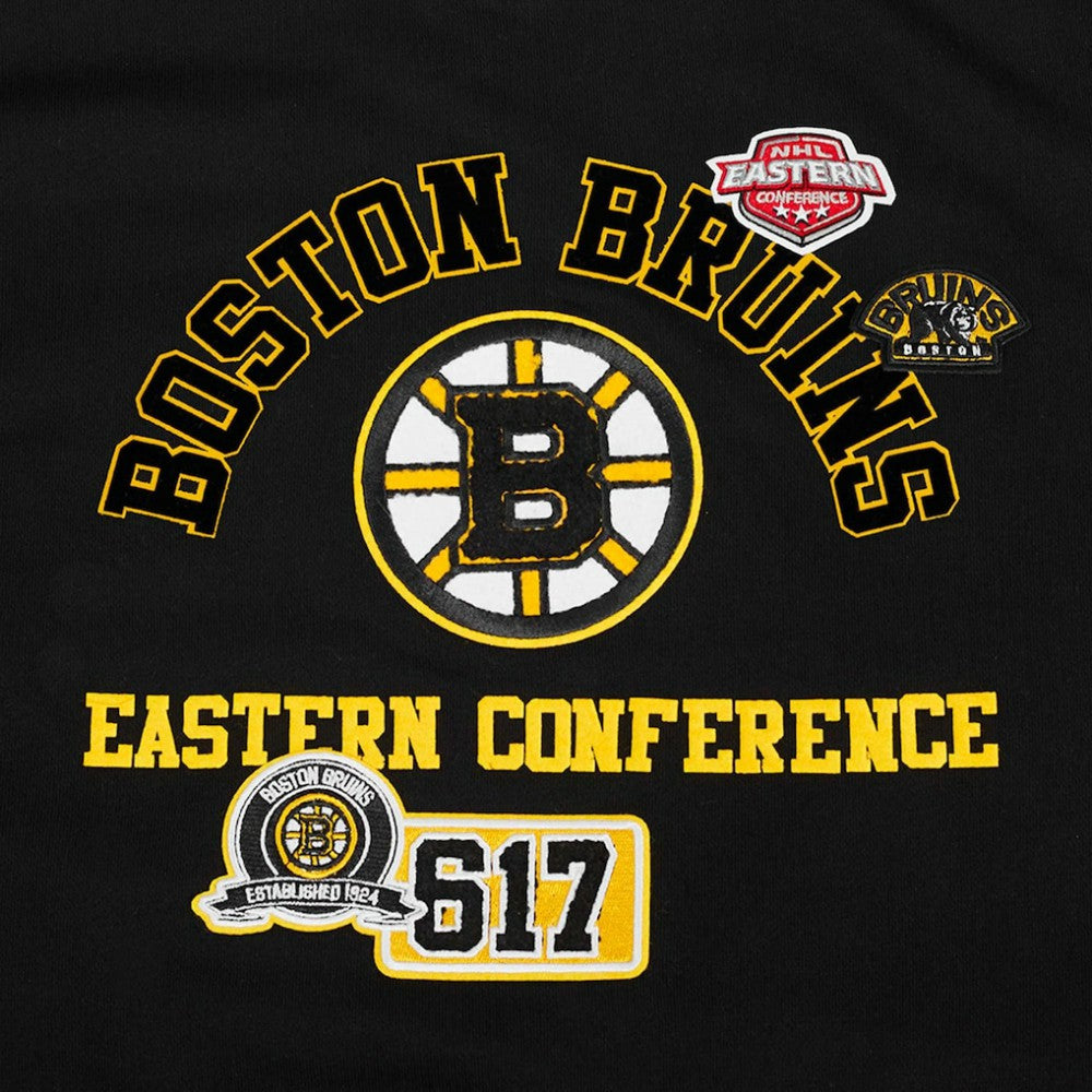 Boston Bruins Pro Standard Women's Area Code Cropped Pullover Sweatshirt - Black - NHL