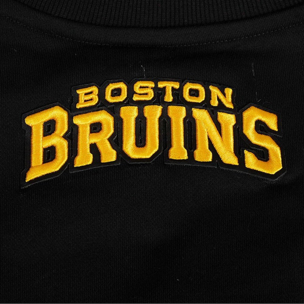 Boston Bruins Pro Standard Women's Area Code Cropped Pullover Sweatshirt - Black - NHL