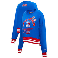New York Rangers Pro Standard Women's Area Code Cropped Pullover Sweatshirt - Blue - NHL