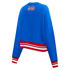 New York Rangers Pro Standard Women's Area Code Cropped Pullover Sweatshirt - Blue - NHL