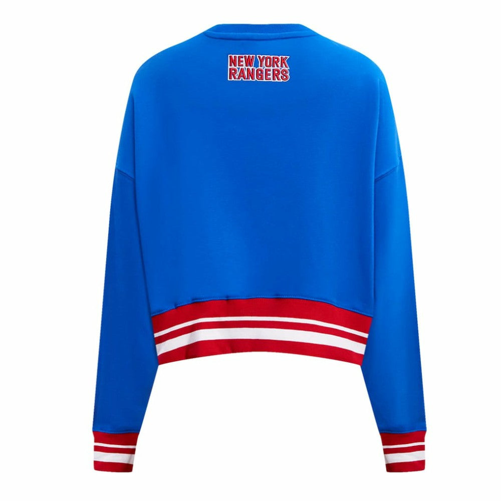 New York Rangers Pro Standard Women's Area Code Cropped Pullover Sweatshirt - Blue - NHL