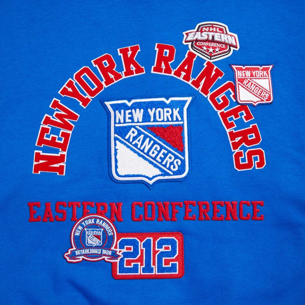New York Rangers Pro Standard Women's Area Code Cropped Pullover Sweatshirt - Blue - NHL