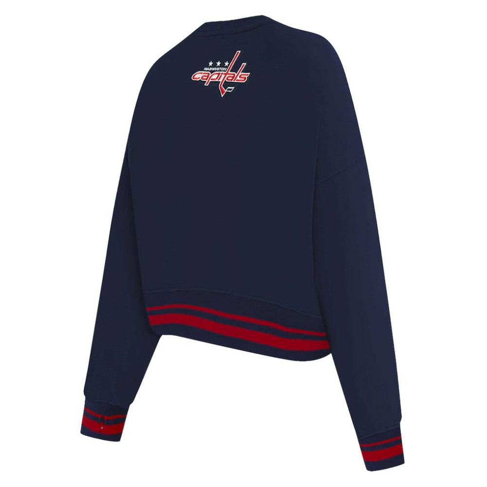 Washington Capitals Pro Standard Women's Area Code Cropped Pullover Sweatshirt - Navy - NHL