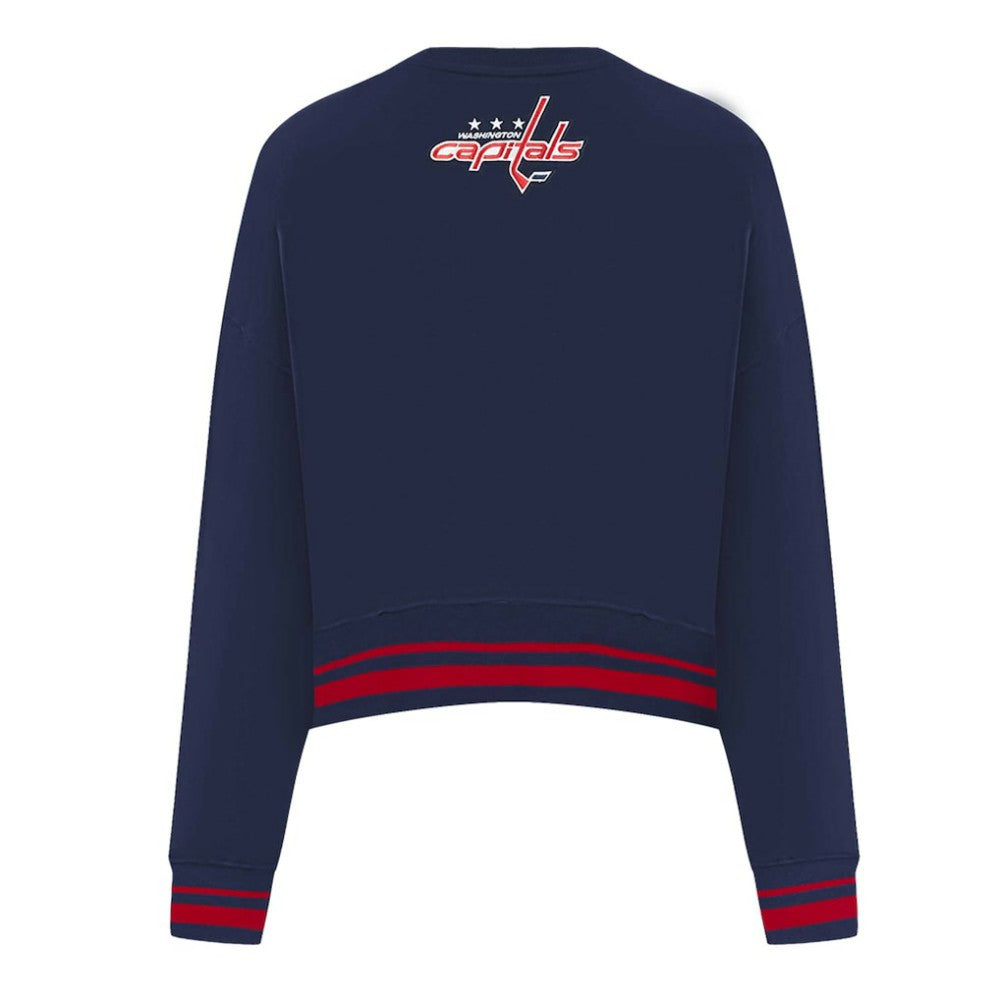 Washington Capitals Pro Standard Women's Area Code Cropped Pullover Sweatshirt - Navy - NHL