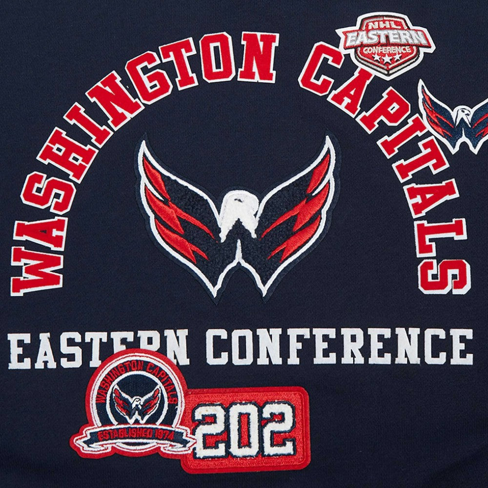 Washington Capitals Pro Standard Women's Area Code Cropped Pullover Sweatshirt - Navy - NHL