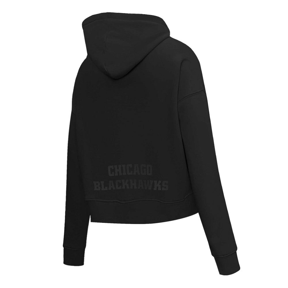 Chicago Blackhawks Pro Standard Women's Jewels Cropped Pullover Hoodie - Black - NHL