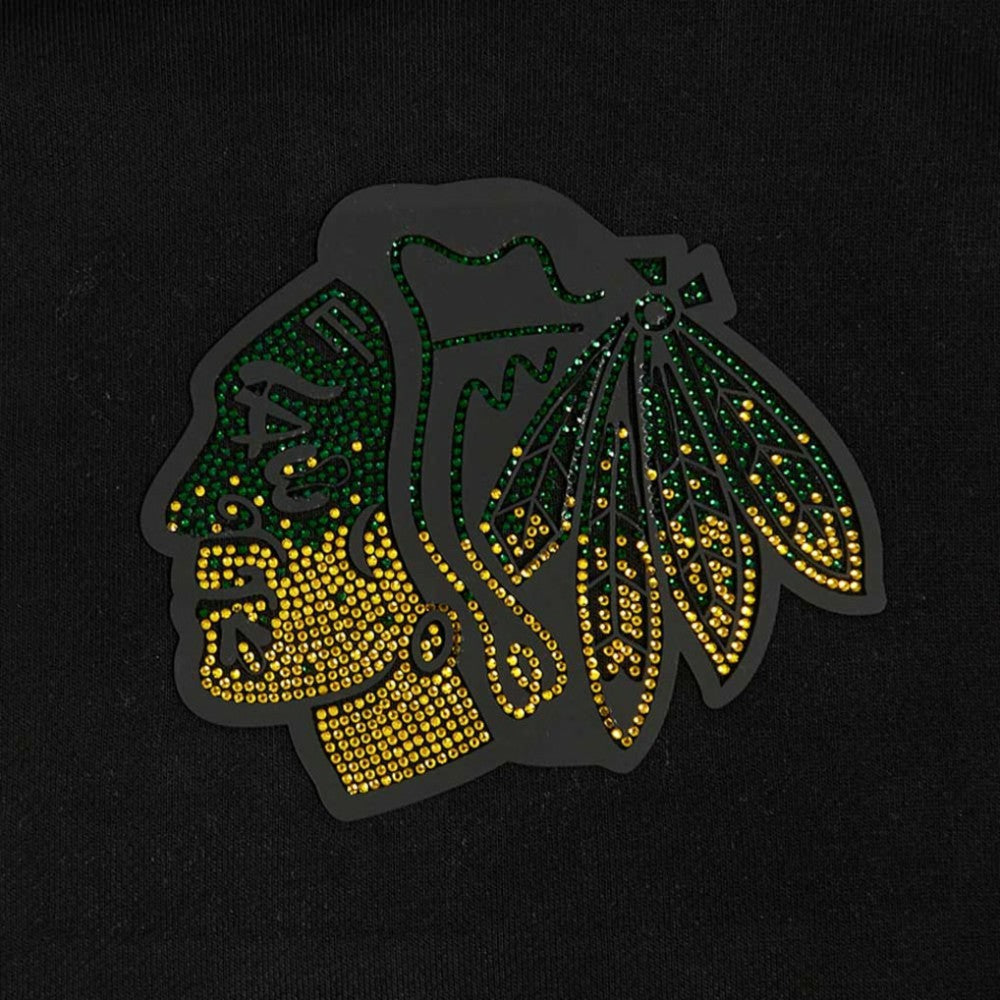 Chicago Blackhawks Pro Standard Women's Jewels Cropped Pullover Hoodie - Black - NHL