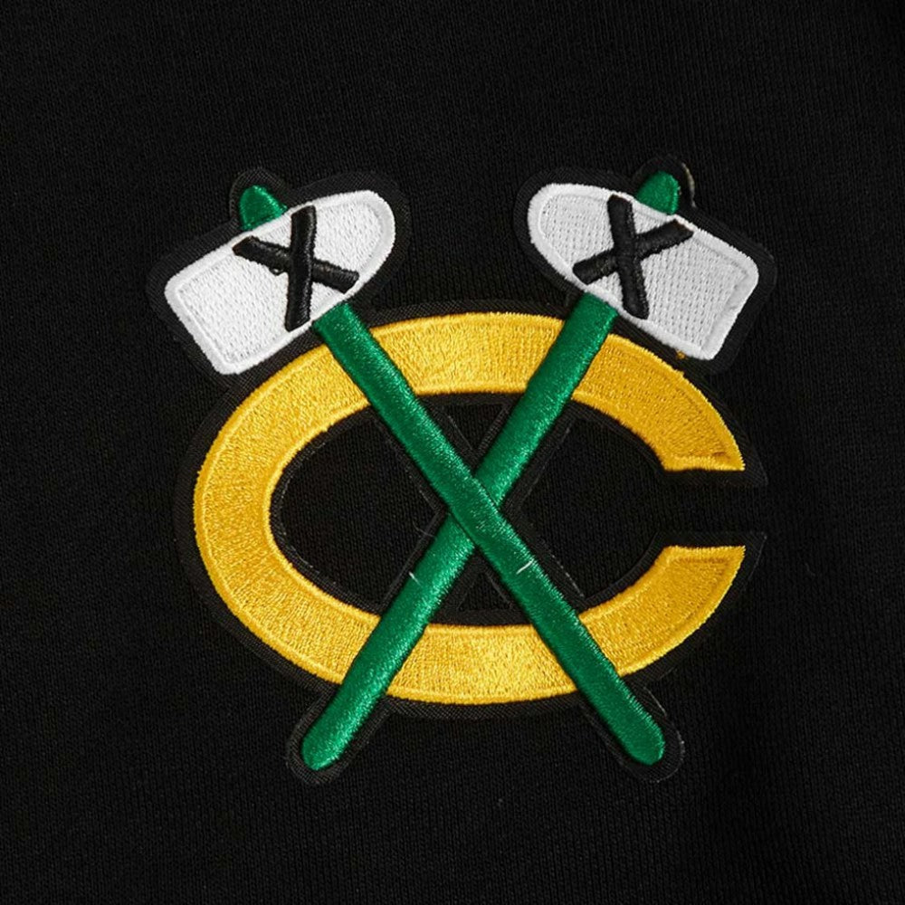 Chicago Blackhawks Pro Standard Women's Jewels Cropped Pullover Hoodie - Black - NHL