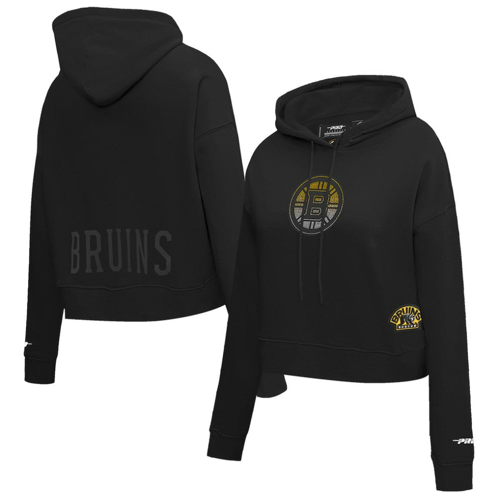 Boston Bruins Pro Standard Women's Jewels Cropped Pullover Hoodie - Black - NHL