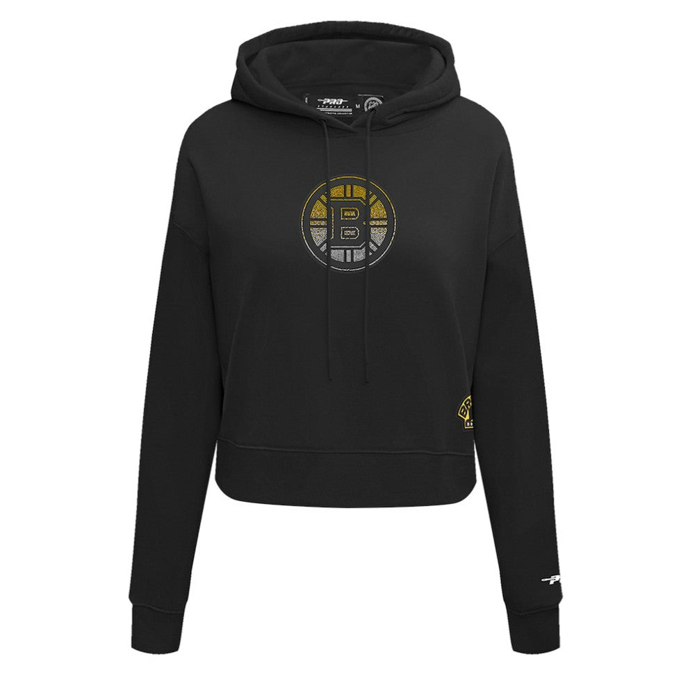 Boston Bruins Pro Standard Women's Jewels Cropped Pullover Hoodie - Black - NHL