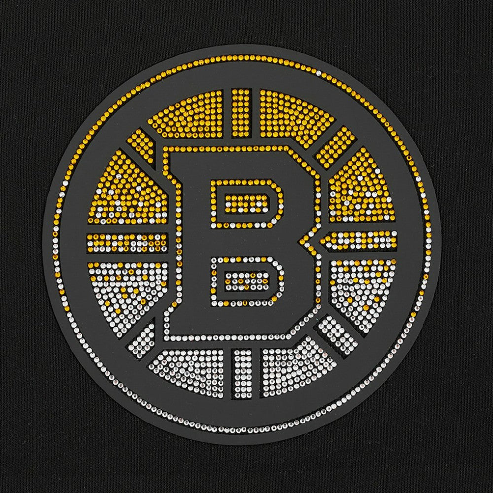 Boston Bruins Pro Standard Women's Jewels Cropped Pullover Hoodie - Black - NHL