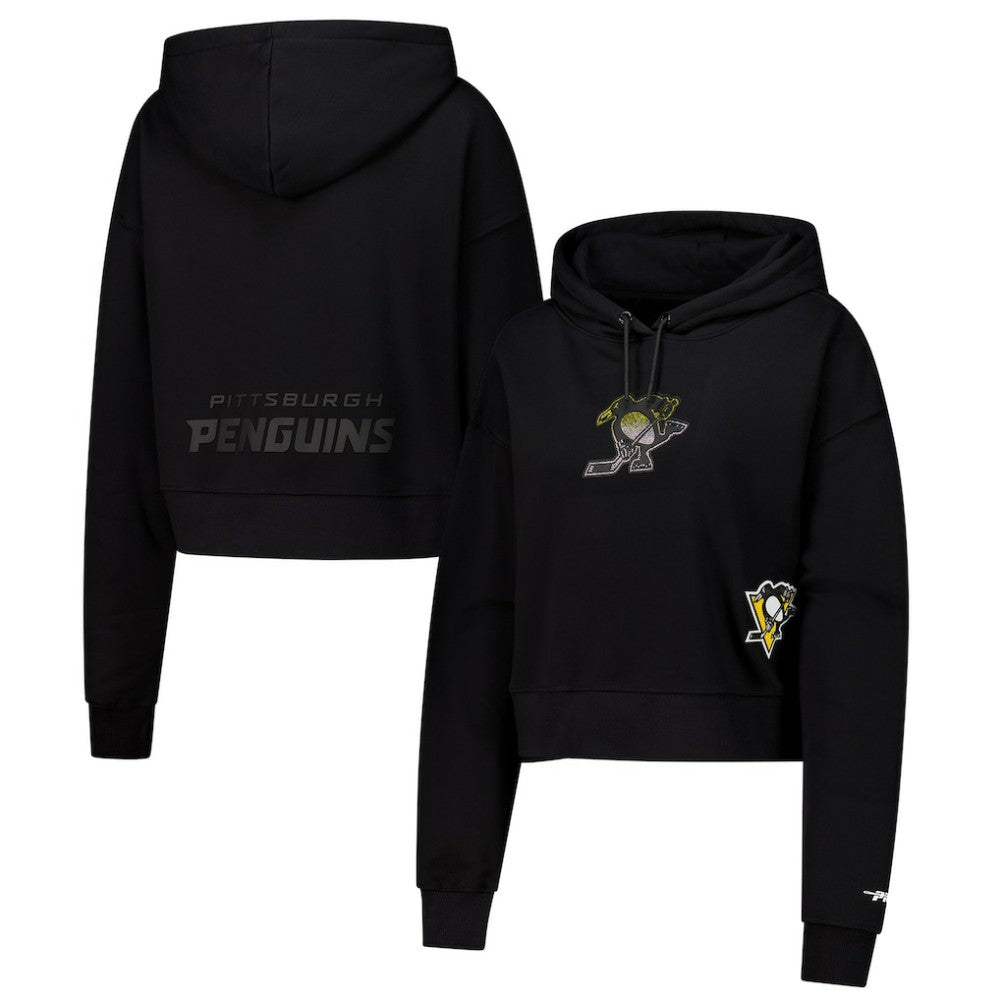 Pittsburgh Penguins Pro Standard Women's Jewels Cropped Pullover Hoodie - Black - NHL