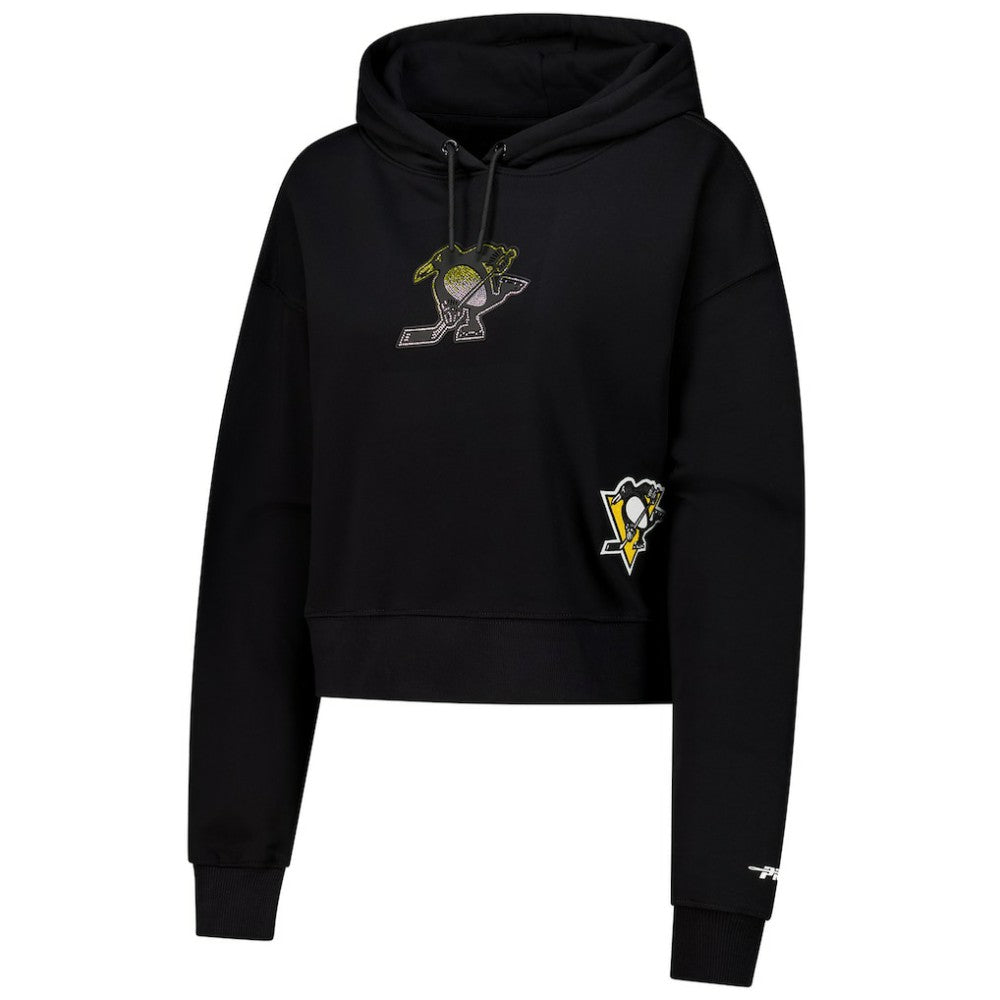 Pittsburgh Penguins Pro Standard Women's Jewels Cropped Pullover Hoodie - Black - NHL
