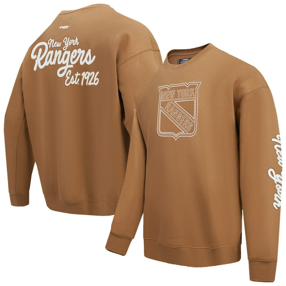New York Rangers Pro Standard Paint the City Pullover Sweatshirt - Brown - NHL