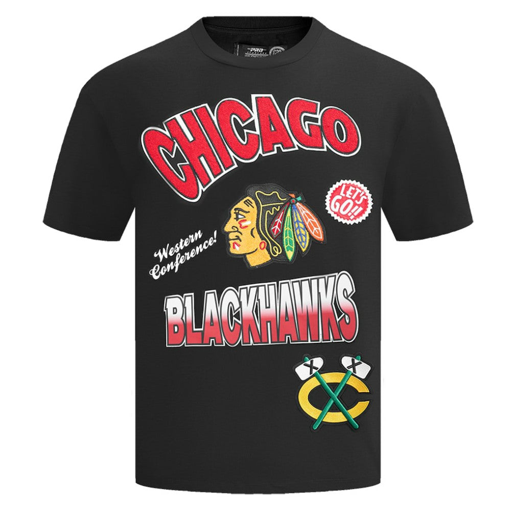 Chicago Blackhawks Pro Standard Turn It Up Dropped Shoulder T-Shirt - Black - NHL
