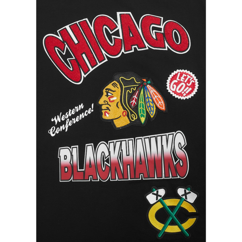 Chicago Blackhawks Pro Standard Turn It Up Dropped Shoulder T-Shirt - Black - NHL