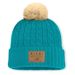 Miami Dolphins Women's Cable Knit Cuffed Hat with Pom Aqua | Fanatics