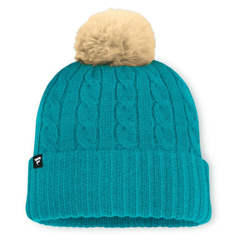 Miami Dolphins Women's Cable Knit Cuffed Hat with Pom Aqua | Fanatics