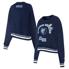 Memphis Grizzlies Pro Standard Women's Area Code Cropped Pullover Sweatshirt Navy - NBA