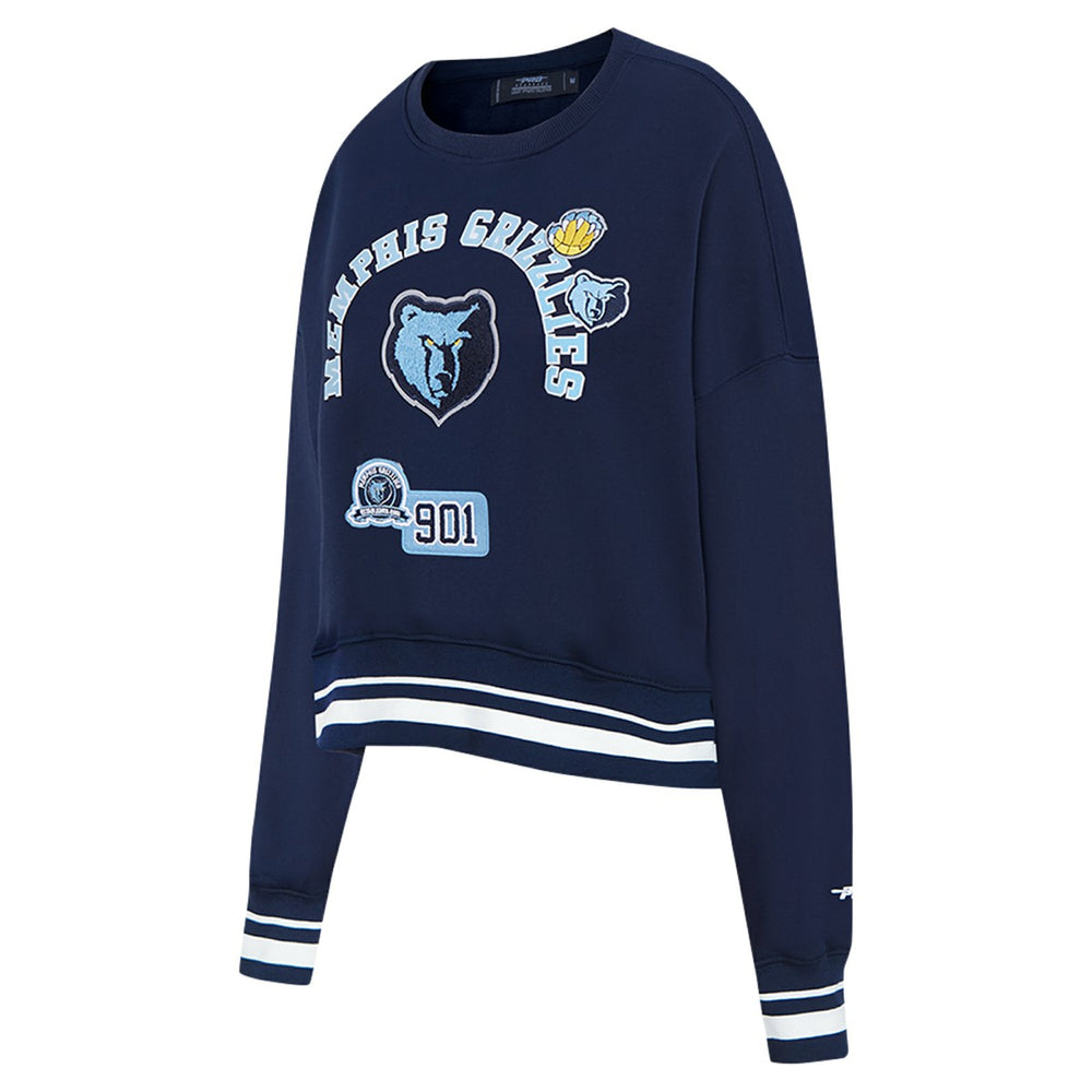 Memphis Grizzlies Pro Standard Women's Area Code Cropped Pullover Sweatshirt Navy - NBA