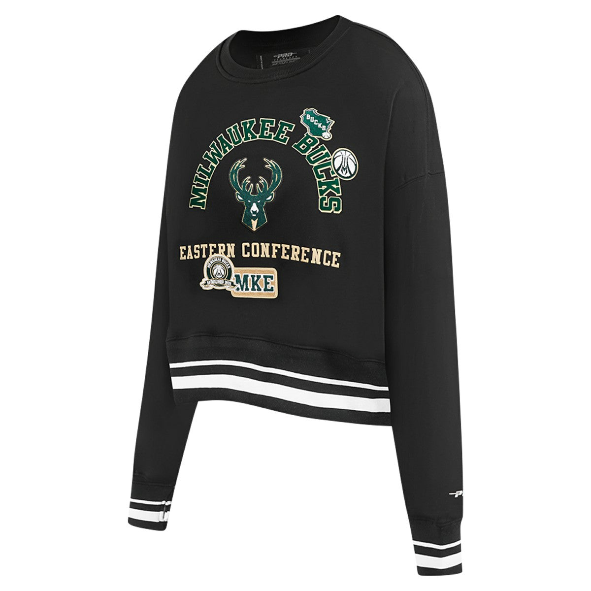 Milwaukee Bucks Pro Standard Women's Area Code Cropped Pullover Sweatshirt Black - NBA