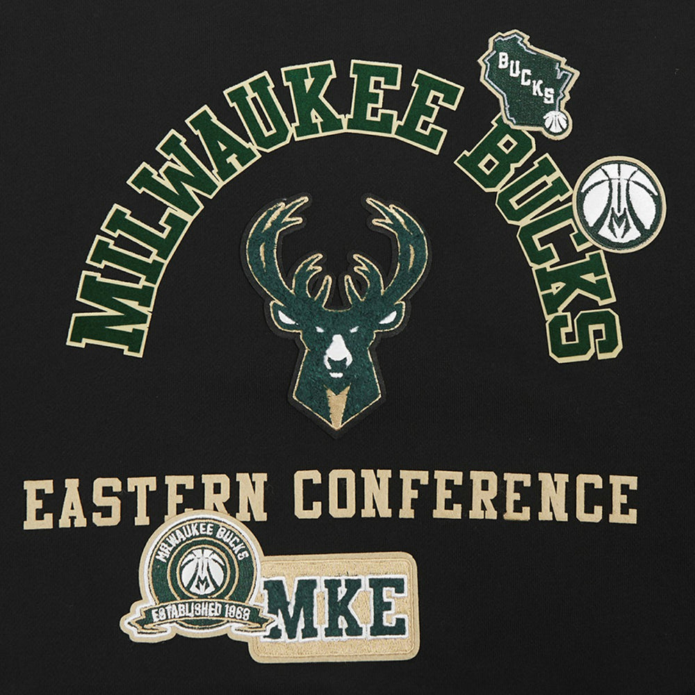 Milwaukee Bucks Pro Standard Women's Area Code Cropped Pullover Sweatshirt Black - NBA