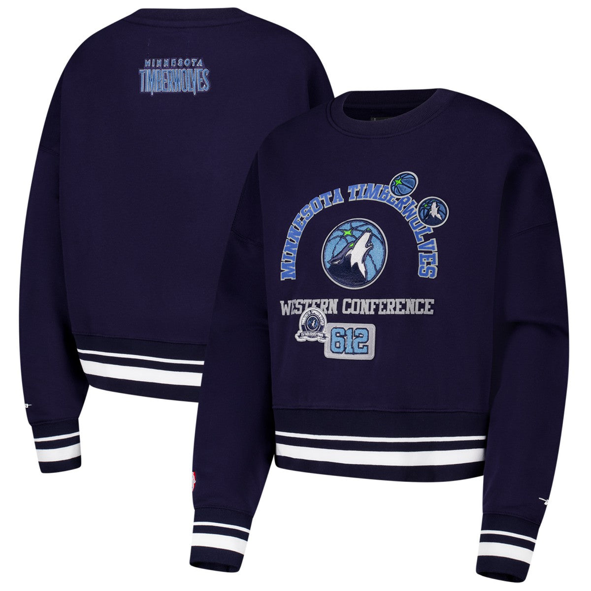 Minnesota Timberwolves Pro Standard Women's Area Code Cropped Pullover Sweatshirt Navy - NBA