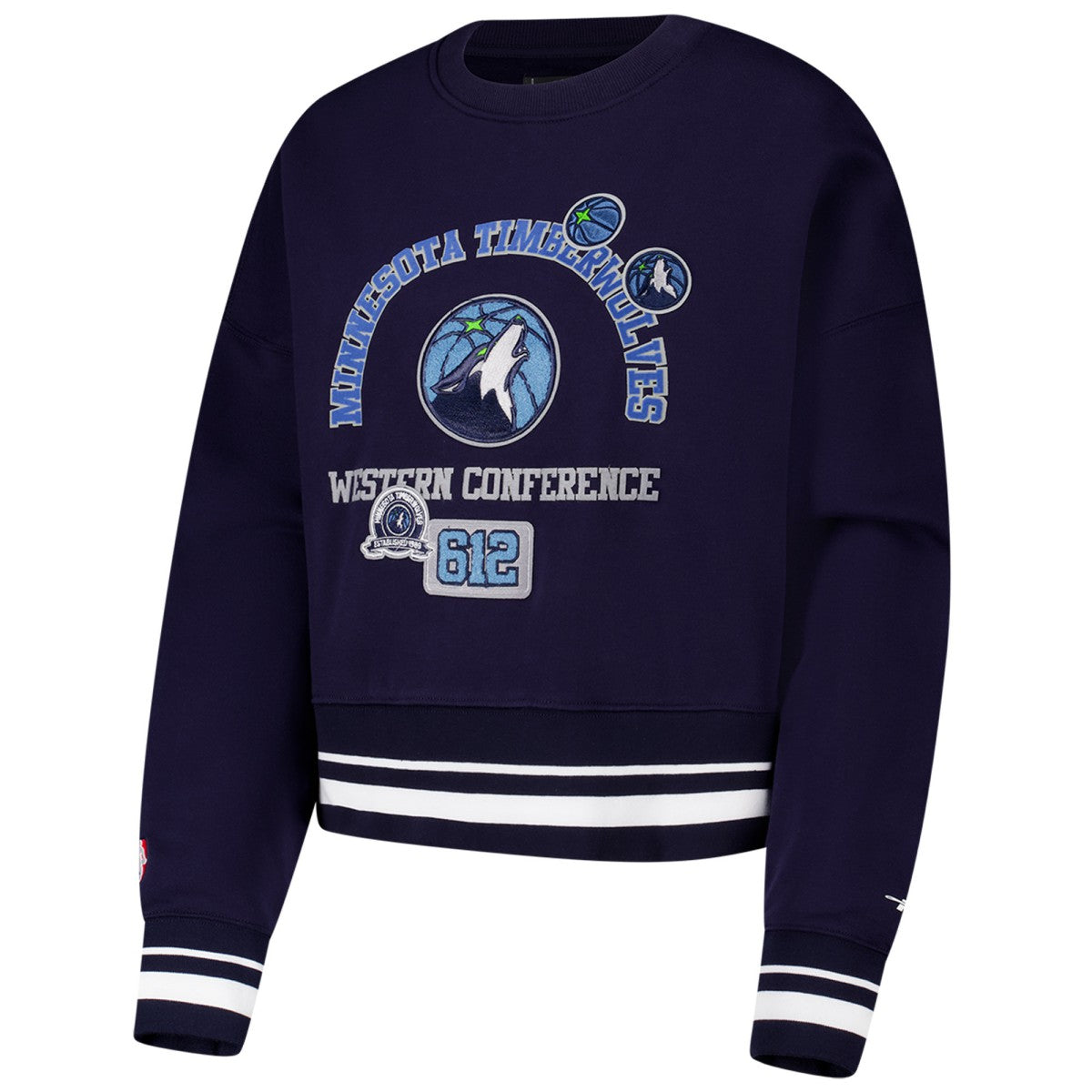 Minnesota Timberwolves Pro Standard Women's Area Code Cropped Pullover Sweatshirt Navy - NBA