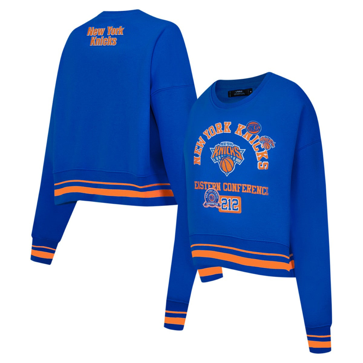 New York Knicks Pro Standard Women's Area Code Cropped Pullover Sweatshirt Blue - NBA