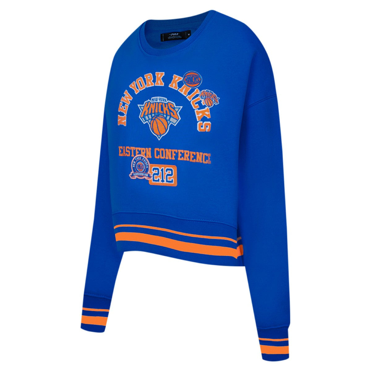 New York Knicks Pro Standard Women's Area Code Cropped Pullover Sweatshirt Blue - NBA