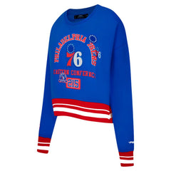 Philadelphia 76ers Pro Standard Women's Area Code Cropped Pullover Sweatshirt Royal - NBA