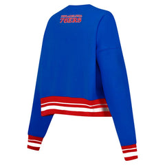 Philadelphia 76ers Pro Standard Women's Area Code Cropped Pullover Sweatshirt Royal - NBA