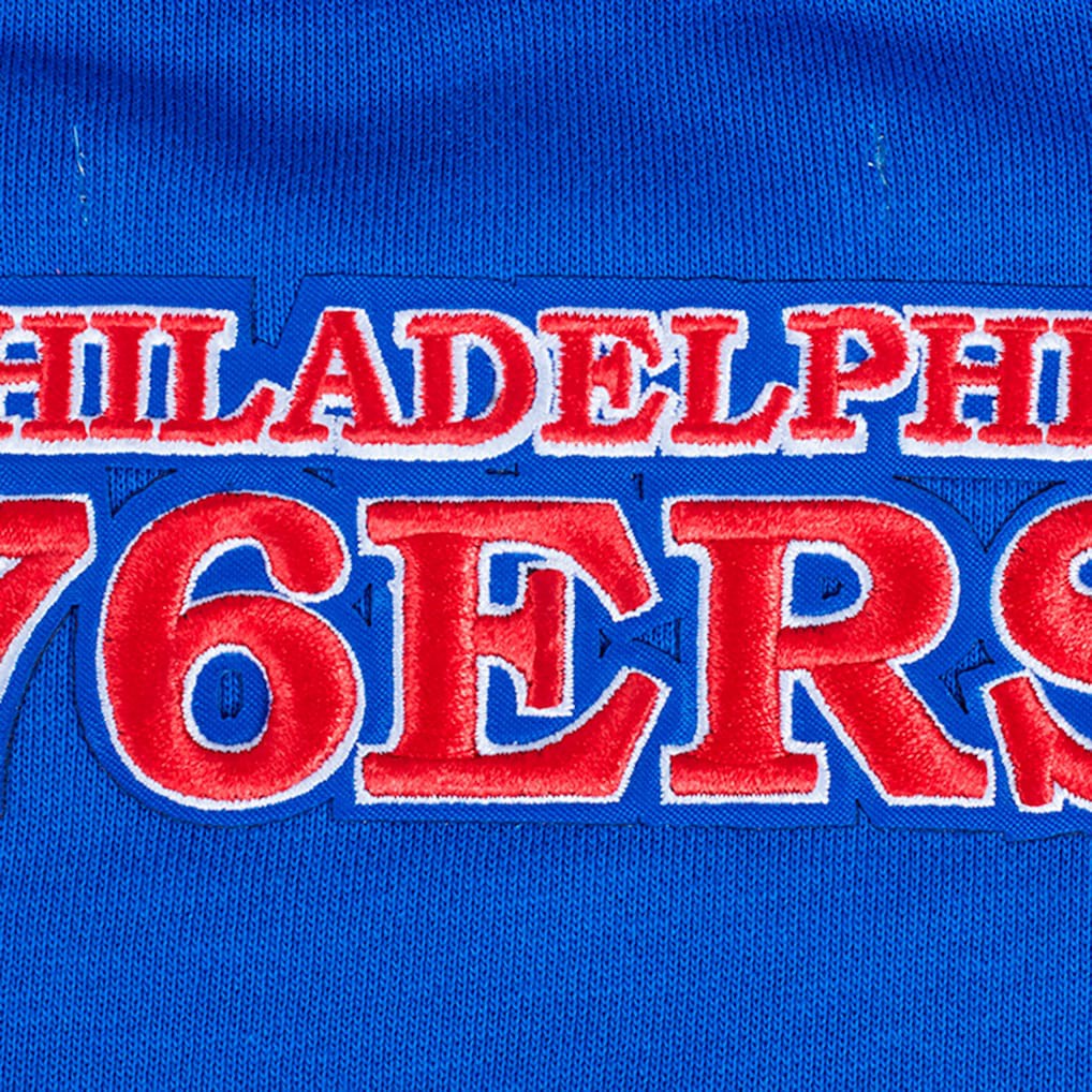 Philadelphia 76ers Pro Standard Women's Area Code Cropped Pullover Sweatshirt Royal - NBA