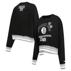 Brooklyn Nets Pro Standard Women's Area Code Cropped Pullover Sweatshirt Black - NBA