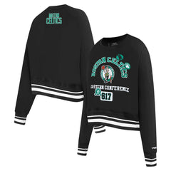 Boston Celtics Pro Standard Women's Area Code Cropped Pullover Sweatshirt Black - NBA